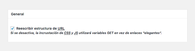 Casilla Reescribir estructura de URL